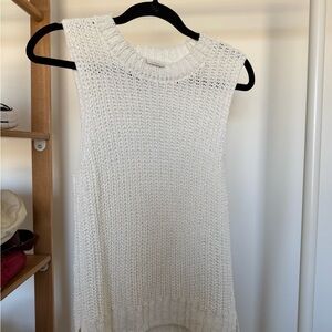 Abercrombie & Fitch White Open-Knit Crewneck Sweater